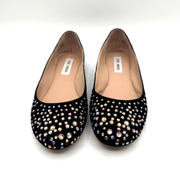Steve Madden Rhinestones Tops  Bling Black Ballet Flats Size 7 - Picture 1 of 11